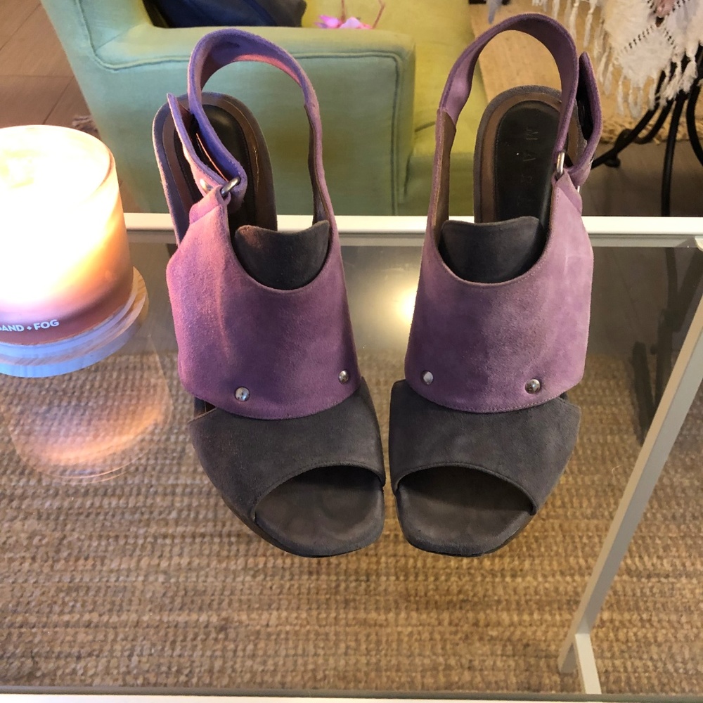 MARNI Suede Purple Platform Sandals
